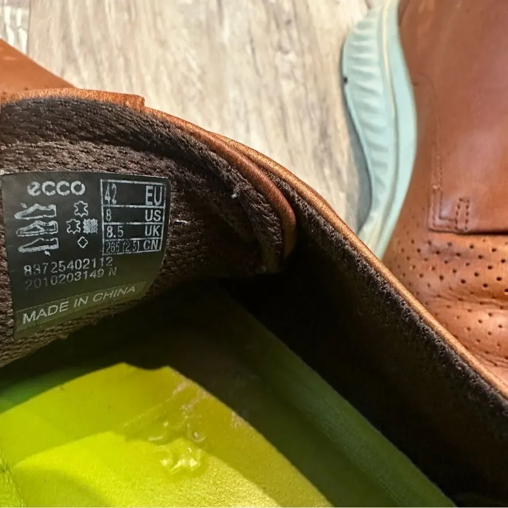 ECCO Brown Leather‎ Oxford Shoes Mens Size 8 Office Work Formal Dress